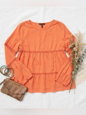 Amanda Green Boutique Brand Tiered Eyelet-Trim Blouse